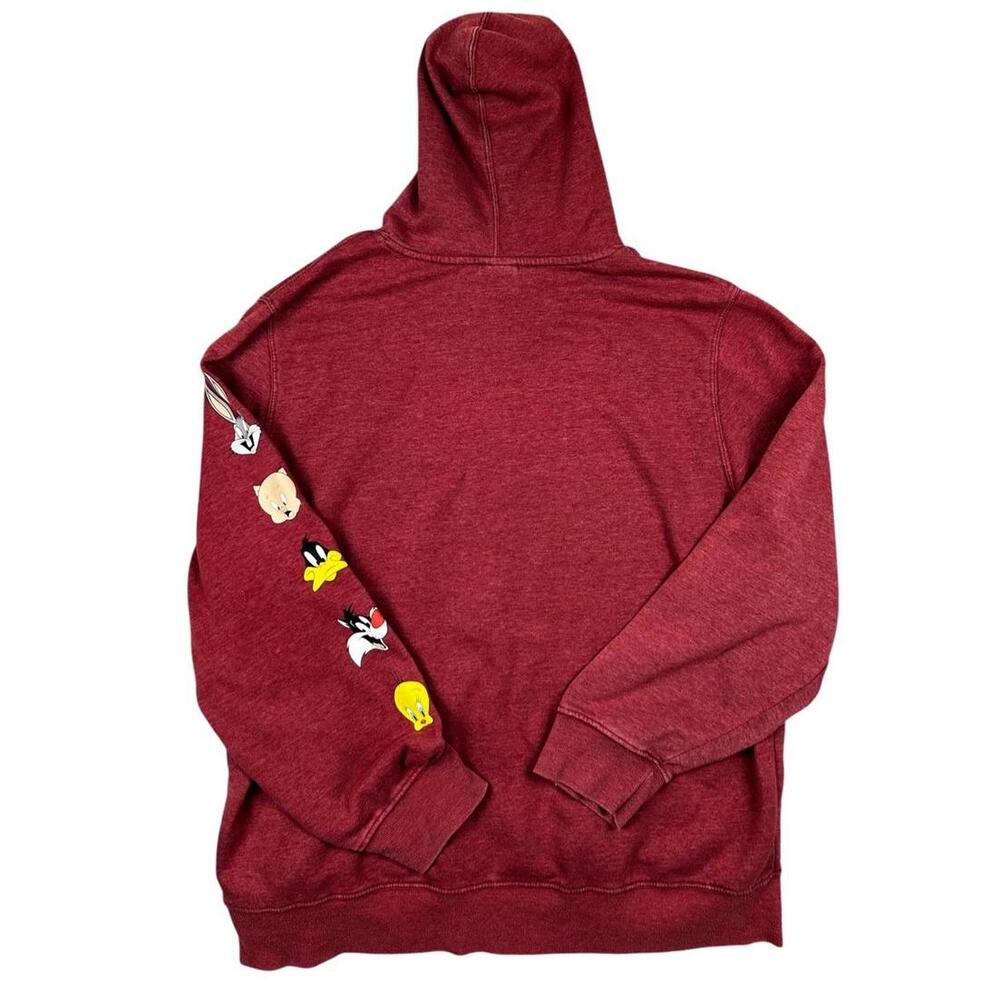 Looney Tunes Hoodie 2XL Red Warner Bros Character Graphic Sleeve Pullover - Picture 9 of 12